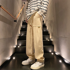 春季新款日系复古裤子男直筒休闲工装裤潮牌宽松阔腿裤K0317-P58，男装休闲裤，星座308B-2