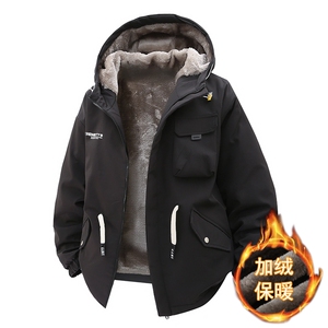 立体冬季外套加绒加厚潮牌夹克连帽宽松保暖派克服 A436-D201-P80图片
