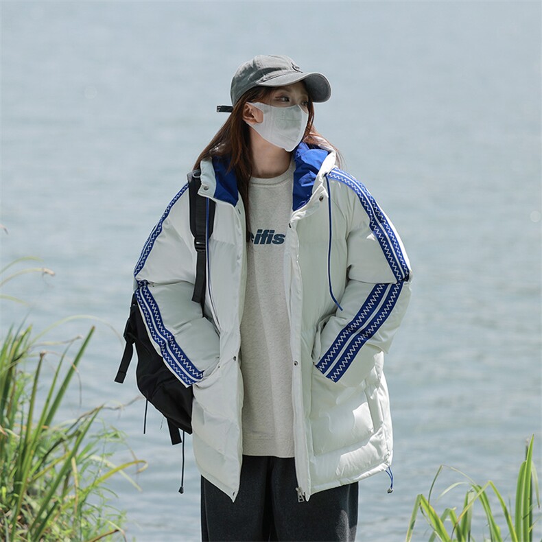 港风潮牌新款织带连帽棉服潮流保暖棉衣M086-P95控139图片