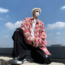 格子衬衫新款男长袖秋季情侣流苏毛边设计感衬衣外套CW1376，男装衬衫，星座1116A-1（原606A）