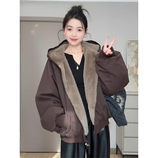 两面穿现货重磅短款座山雕棉衣男女双面穿毛毛绒棉服加厚外套，男装棉衣，电商A486-1