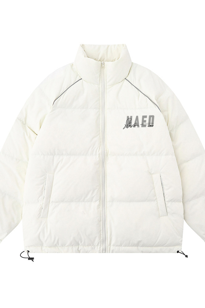 白底新款冬季时尚百搭宽松字母印花羽绒服外套YR63002P225控298,男装棉衣,电商A268-1