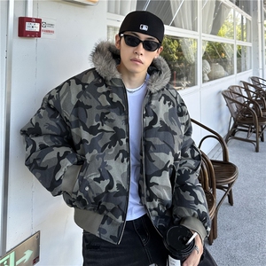 美式复古迷彩棉服外套冬季男女做旧棉衣工装棉袄M12245-P98图片