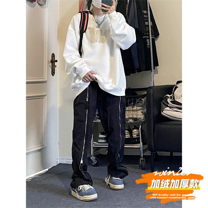 1506-1/W88031/P42美式复古酒红色卫衣男生重磅青少年圆领长,男装卫衣,星座1506-1