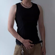竖条纹拼接无袖汗背心男士夏季休闲个性修身坎肩T恤T186，男装背心/马甲，星座1116A-2（原606A-1）