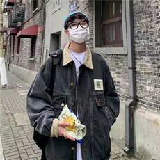 1506/GY80270/P45美式复古设计感灯芯绒拼接牛仔夹克情侣装外套，男装夹克，星座1506A