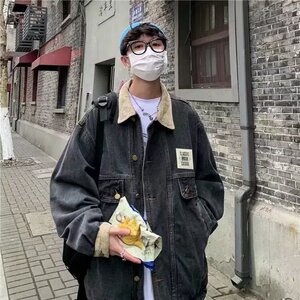 1506/GY80270/P45美式复古设计感灯芯绒拼接牛仔夹克情侣装外套,男装夹克,星座1506A