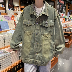 港风复古牛仔外套男ins潮牌高街水洗休闲宽松夹克上衣CH08-P65图片