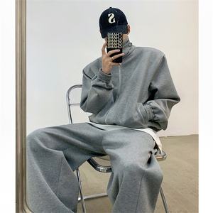 TZ03-P135美式ins潮流男女休闲运动套装开衫卫衣宽松直筒阔腿裤图片