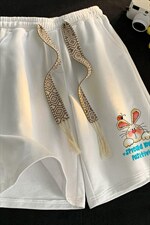 夏季港风中性潮流宽松小兔子印花针织短裤男女情侣A6214P35控48，男装牛仔裤，电商A268