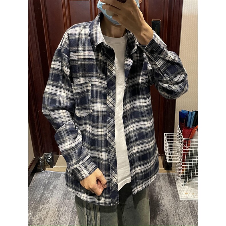 【有货】cleanfit藏青色格子衬衫男长袖美式复古衬衣V3211PP-P38,男装衬衫,星座1007（原301D）
