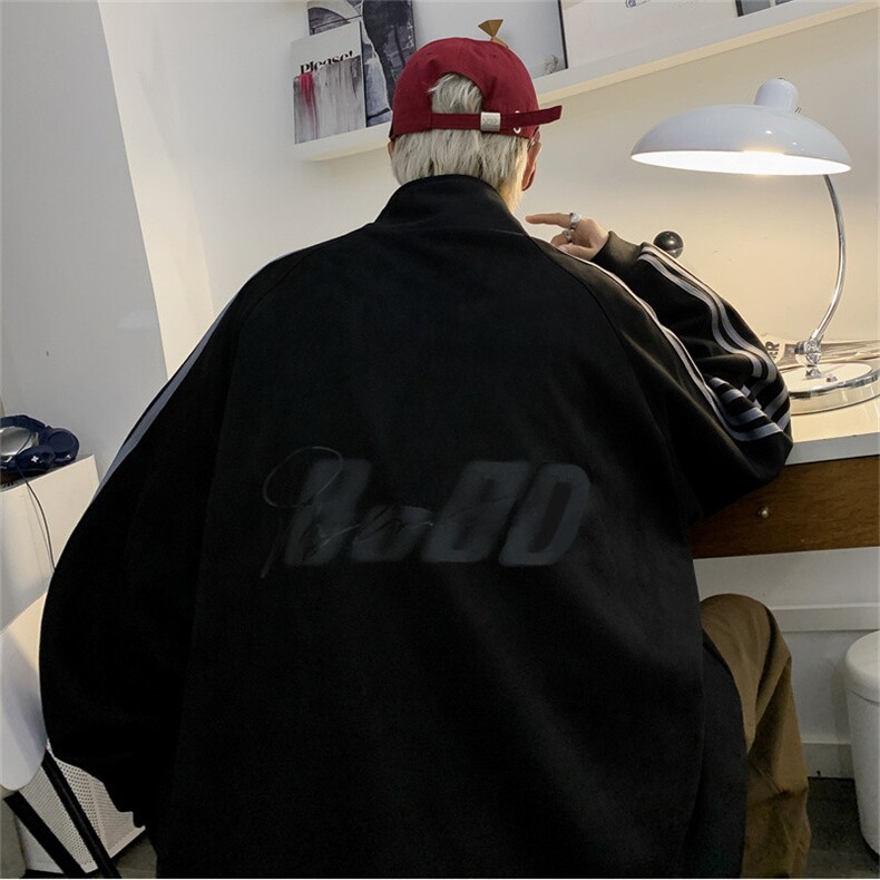 春季宽松条纹开衫卫衣新款潮牌运动情侣棒球服夹克现货W7879-P58,男装卫衣,星座512-4