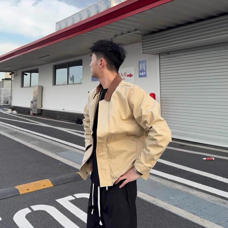 网络图现货美式翻领帆布工装棒球服宽松休闲外套JW23-P90,男装工装外套,星座715-7