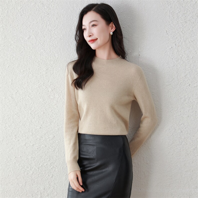 半高领羊绒衫女100%纯山羊绒秋冬新款洋气内搭长袖打底衫毛衣,女装羊绒衫,阿舍尔精品