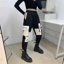 518-K18秋季中性风港风工装裤男女潮流长裤子P55，男装休闲裤，星座507
