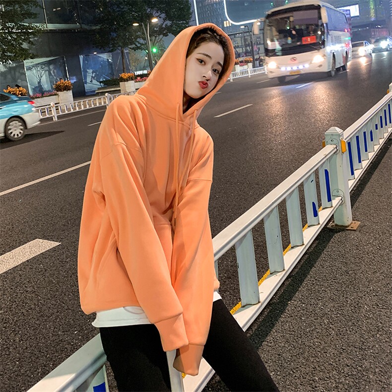大货已出新款纯色加绒加厚卫衣浙宝262A-W028,女装卫衣/绒衫,Yologo