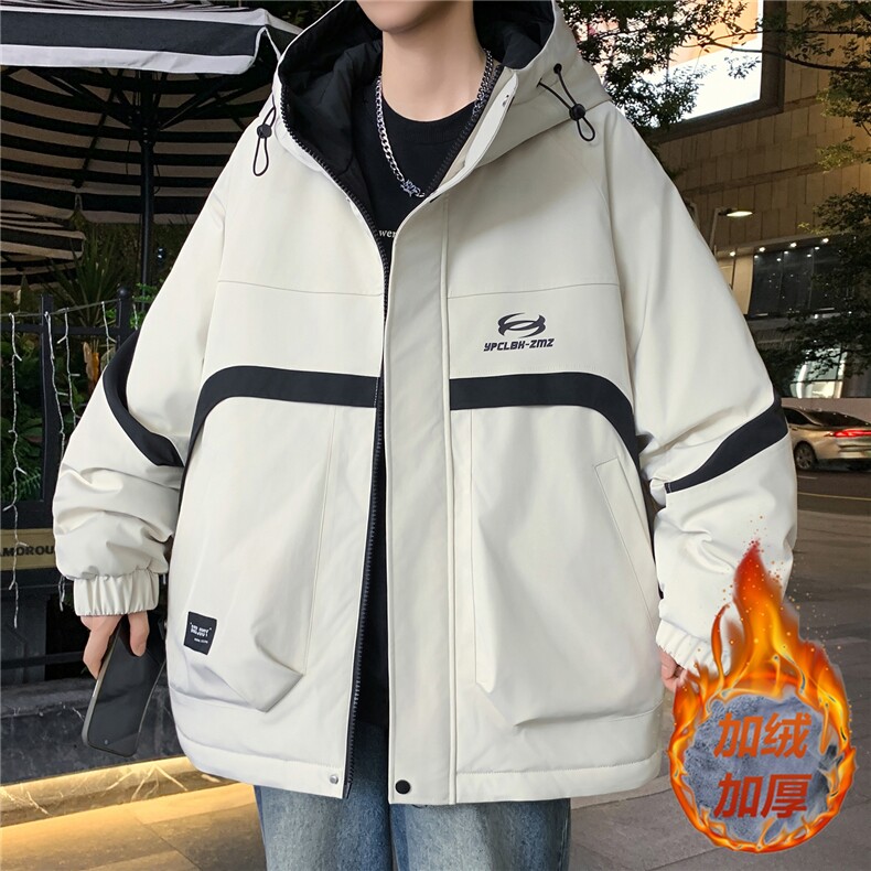 数据款秋冬季加绒加厚青少年连帽夹克男潮牌设计感外套JK8802-P75，男装夹克，星座301D(原星座1004-8）