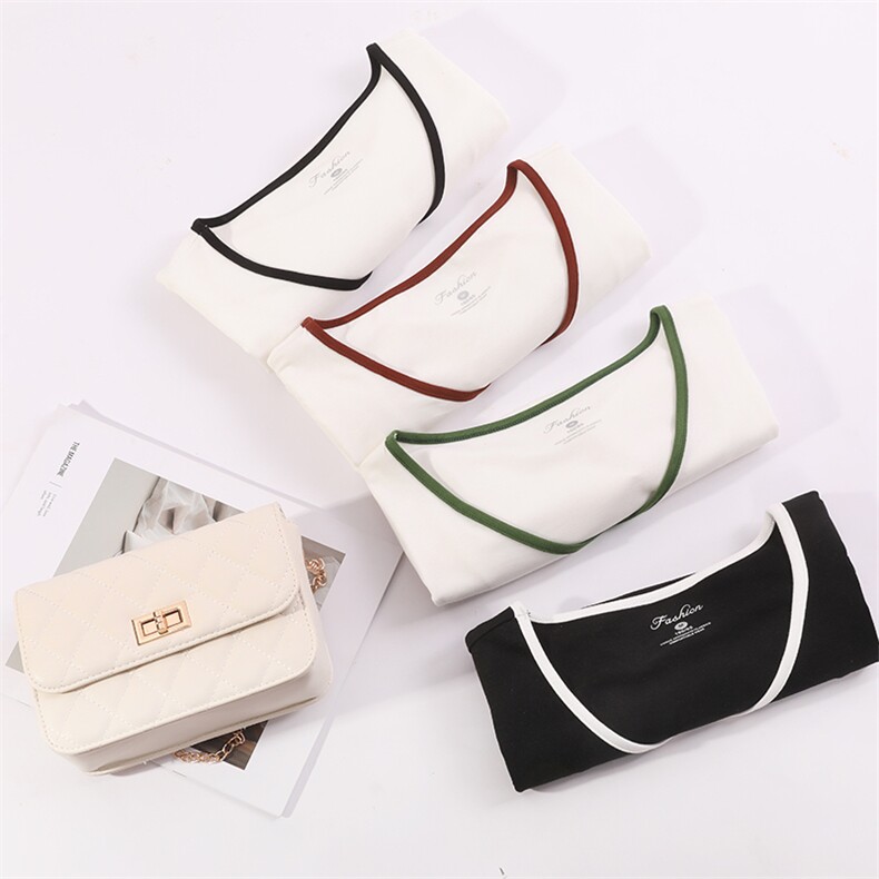 莱赛尔香氛养肤T，V领撞色设计，女装T恤，大洋妞羊绒二店