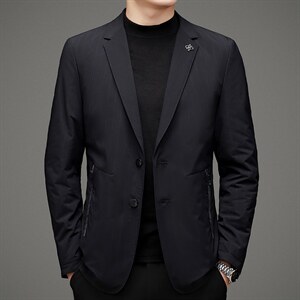 秋冬季新款商务休闲男士西服领中青年外套羽绒服SNNYR88619-P215图片