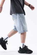 牛仔短裤男夏季新款潮流痞帅学宽松直筒休闲七分裤男潮302#-P47，男装牛仔裤，电商A178-1