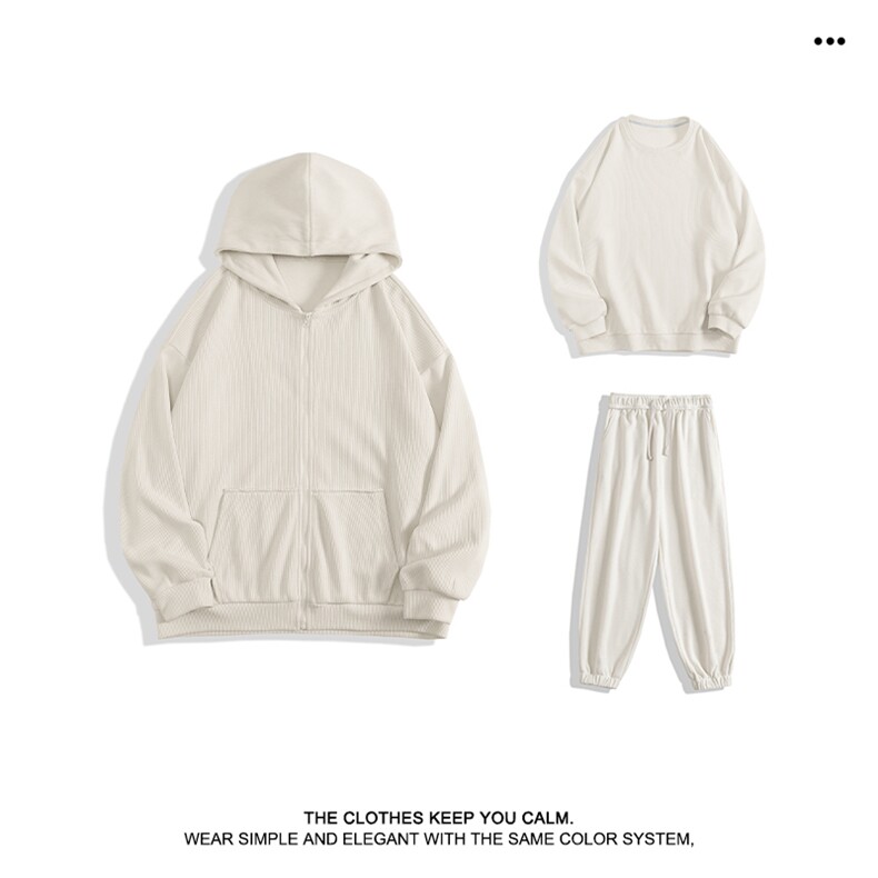 美式高街三件套卫衣男生春秋连帽条绒套装一套搭配-SJT870特批167，男装休闲套装，星座718