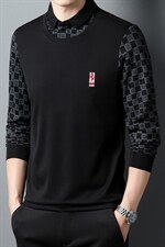 YZ-D826男式2023秋季新款长袖T恤男韩版假两件休闲男装体恤P63，男装T恤，电商B360