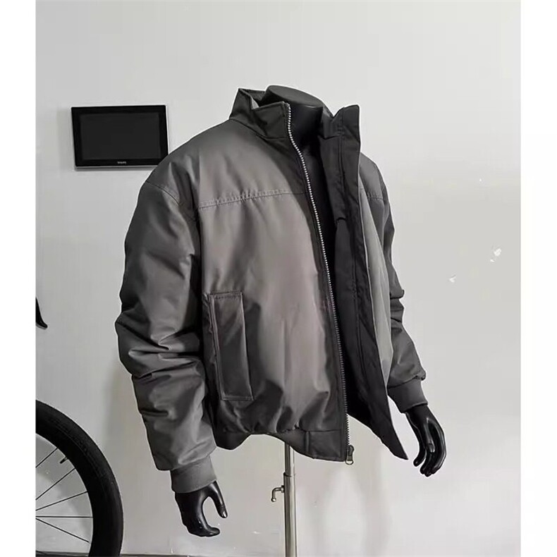 美式立领飞行夹克棉服男款冬季夹棉短款棉衣痞帅廓形加厚工装外套,男装夹克,电商D315