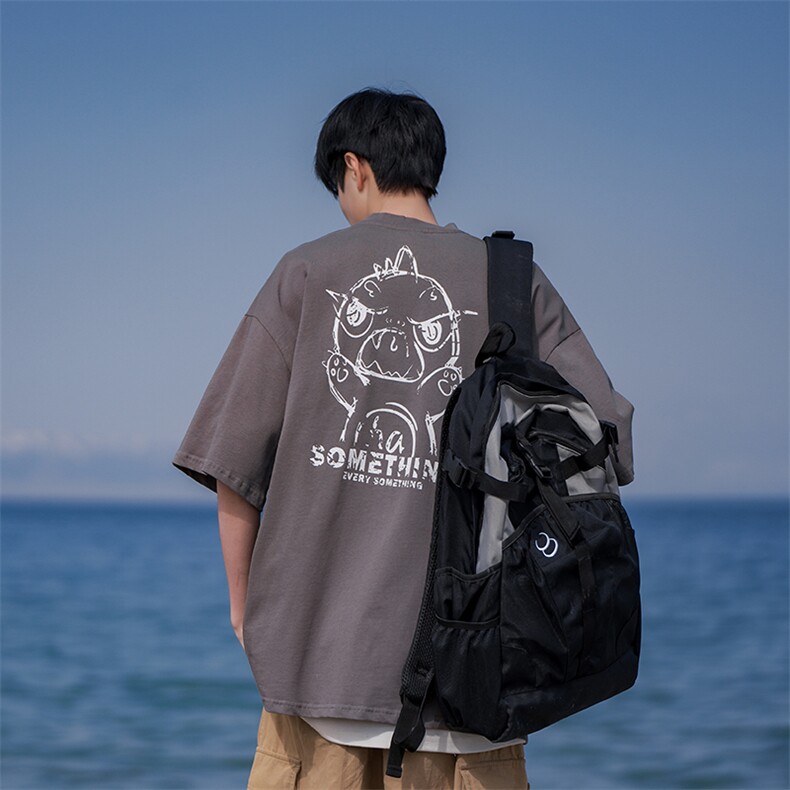 B225-T9234-P45-X59重磅卡通印花短袖体恤男夏装宽松青少年潮牌图片