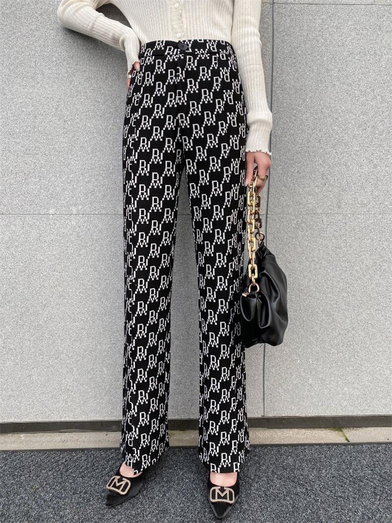 2021字母开叉阔腿裤，女装，帛糸霓娜