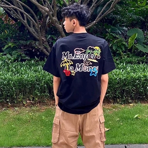 万针全刺绣工艺抖音得物高品质260克重磅纯棉双纱美式高街短袖T恤图片