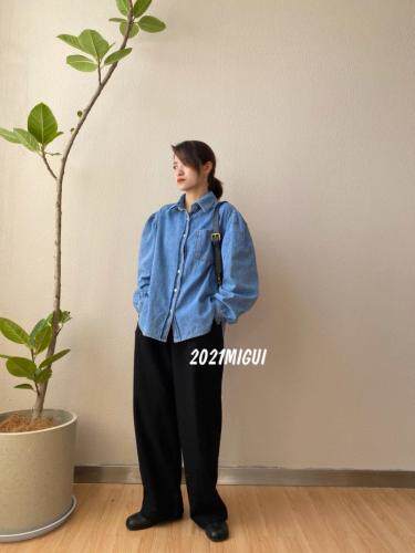 【现货】泡泡袖设计风格水洗牛仔外套布料超软舒适休闲时尚?，女装，米轨