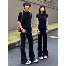 现货情侣款黑色微喇提档版型显瘦牛仔裤男款春季cleanfit裤子潮，男装牛仔裤，星座302B