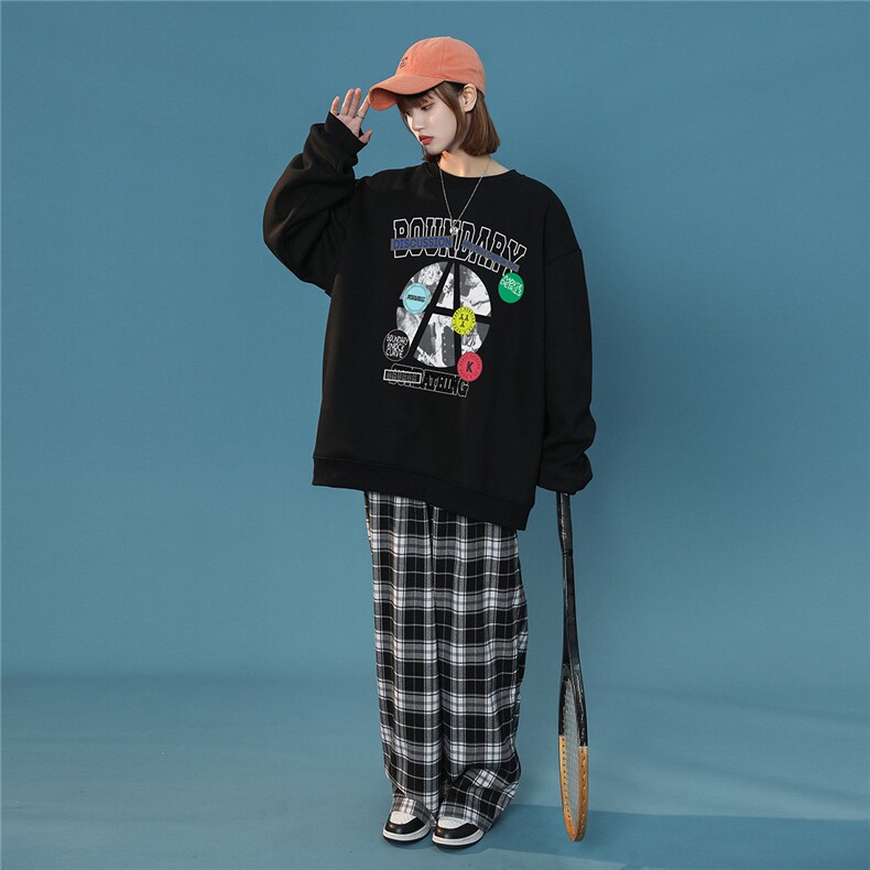 中性22秋季新款街头hiphop印花套头百搭圆领卫衣W1005P30控48,男装卫衣,A247A