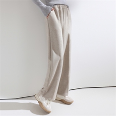 2025年秋季毛呢人字纹休闲阔腿裤（带腰绳），女装休闲裤，九戎