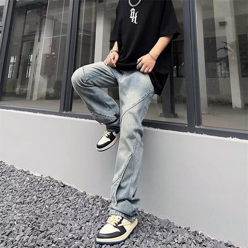 男长裤新款潮流春季中腰时尚潮青春流行水洗拉链牛仔裤N8837P55,男装牛仔裤,星座1116-2