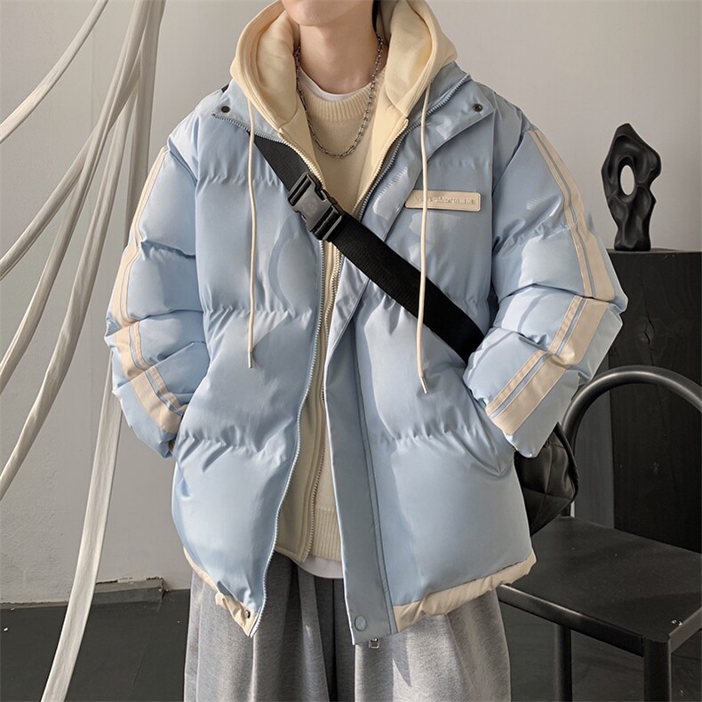 现货抖音得物供视频三防加厚羽绒假两件连帽棉衣外套棉服MY8082,男装棉衣,电商A486