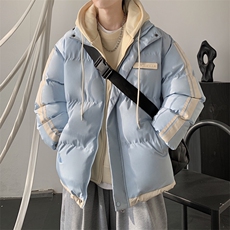 现货抖音得物供视频三防加厚羽绒假两件连帽棉衣外套棉服MY8082，男装棉衣，电商A486