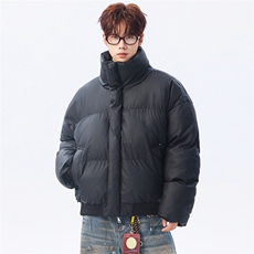 支持二开立领PU皮棉服男短款棉衣外套宽松面包服M810-P75，男装棉衣，电商A441