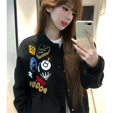 WE1615-P63网红同款街头徽章字母刺绣棒球服外套男女，女装短外套，电商B323A