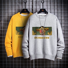 1日系圆领宽松中性情侣潮流大码M-5XL印花毛衣男7678P48加绒P55，男装针织衫/毛衣，星座226-2