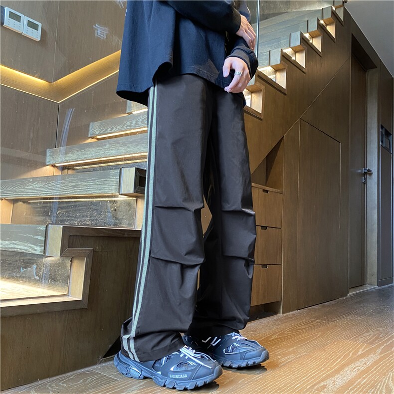 2025秋季新款户外条纹褶皱设计宽松冲锋裤B315-K24290-特p35控68,男装休闲裤,电商B315