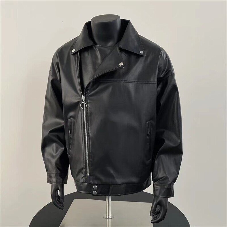 纯色新款直筒型潮流秋季青年韩版高级感皮衣男外套Y1012P58,男装夹克,星座1116-2