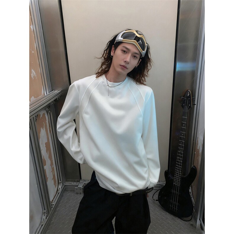 抖音得物品质26春装美式高街曼巴棉螺纹拼接卫衣圆领长袖T恤YT164图片