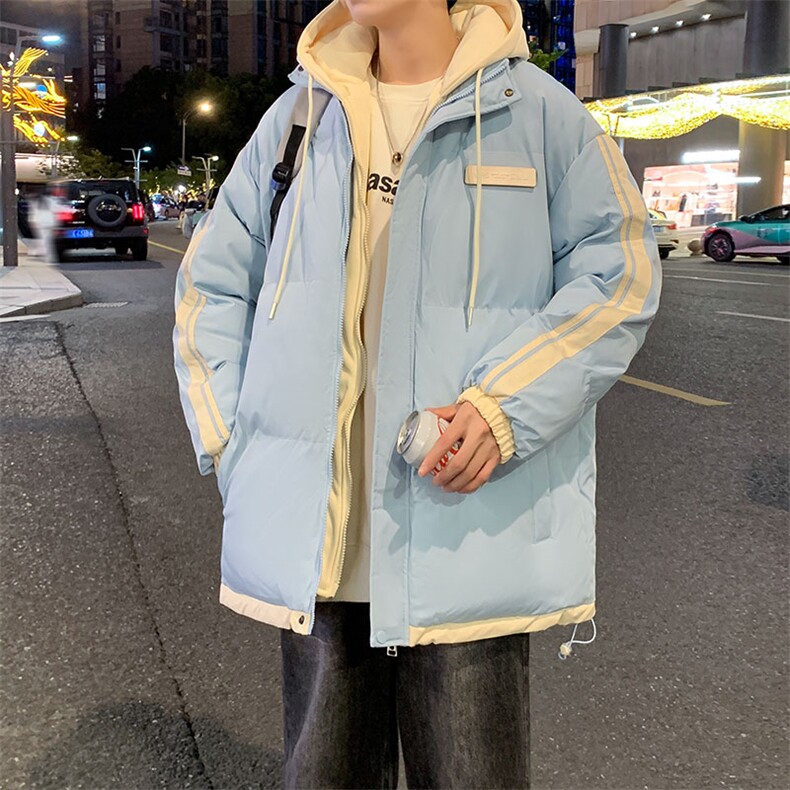 棉衣男冬季新款港风宽松假两件连帽棉服MF8587-P88(现货,男装棉衣,星座214-3