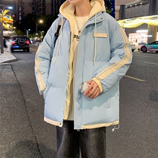 棉衣男冬季新款港风宽松假两件连帽棉服MF8587-P88(现货，男装棉衣，星座214-3