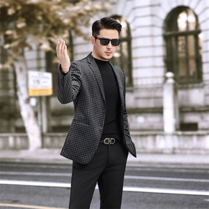 新款男士西装外套青年商务秋季休闲纯色西服6807P155图片