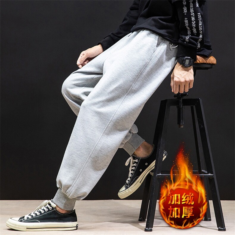 K12099-P40加绒P50束脚纯棉运动裤男士休闲裤大码宽松卫裤男,男装休闲裤,电商A040A