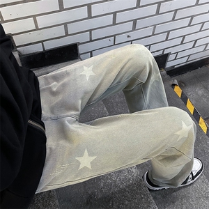 牛仔裤男士高街复古做旧直筒长裤ins港风潮牌N0701-P45图片