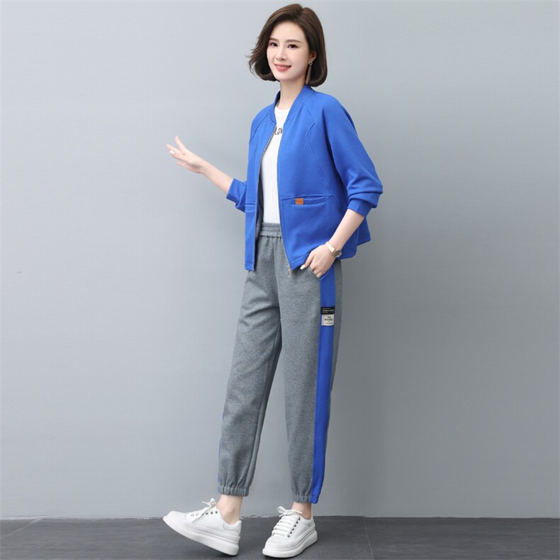 运动服套装女春秋2023年秋装新款时尚妈妈洋气卫衣秋季休闲两件套,女装套装/套裙,依恋蒂丝