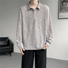 美式扎染翻领长袖T恤大码设计休闲内搭卫衣打底衫上衣p38，男装T恤，电商B319